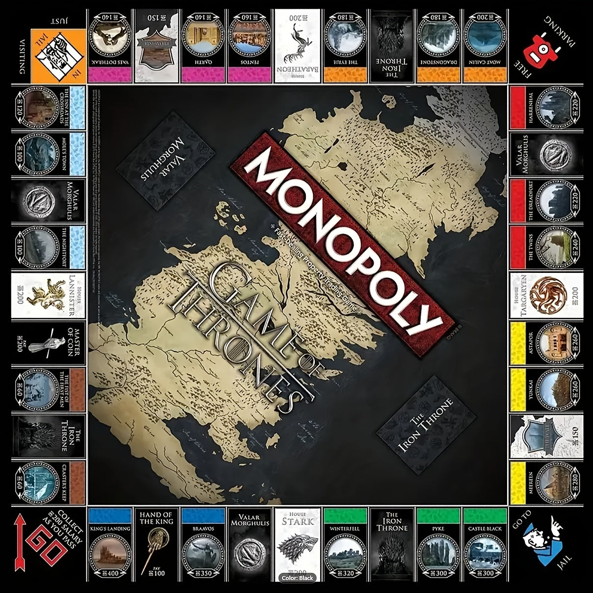 1pc Hasbro Game of Thrones Monopoly Deluxe Edition - Premium PVC Board Game with Collectible Miniatures, Party & Event Game, No Batteries Required