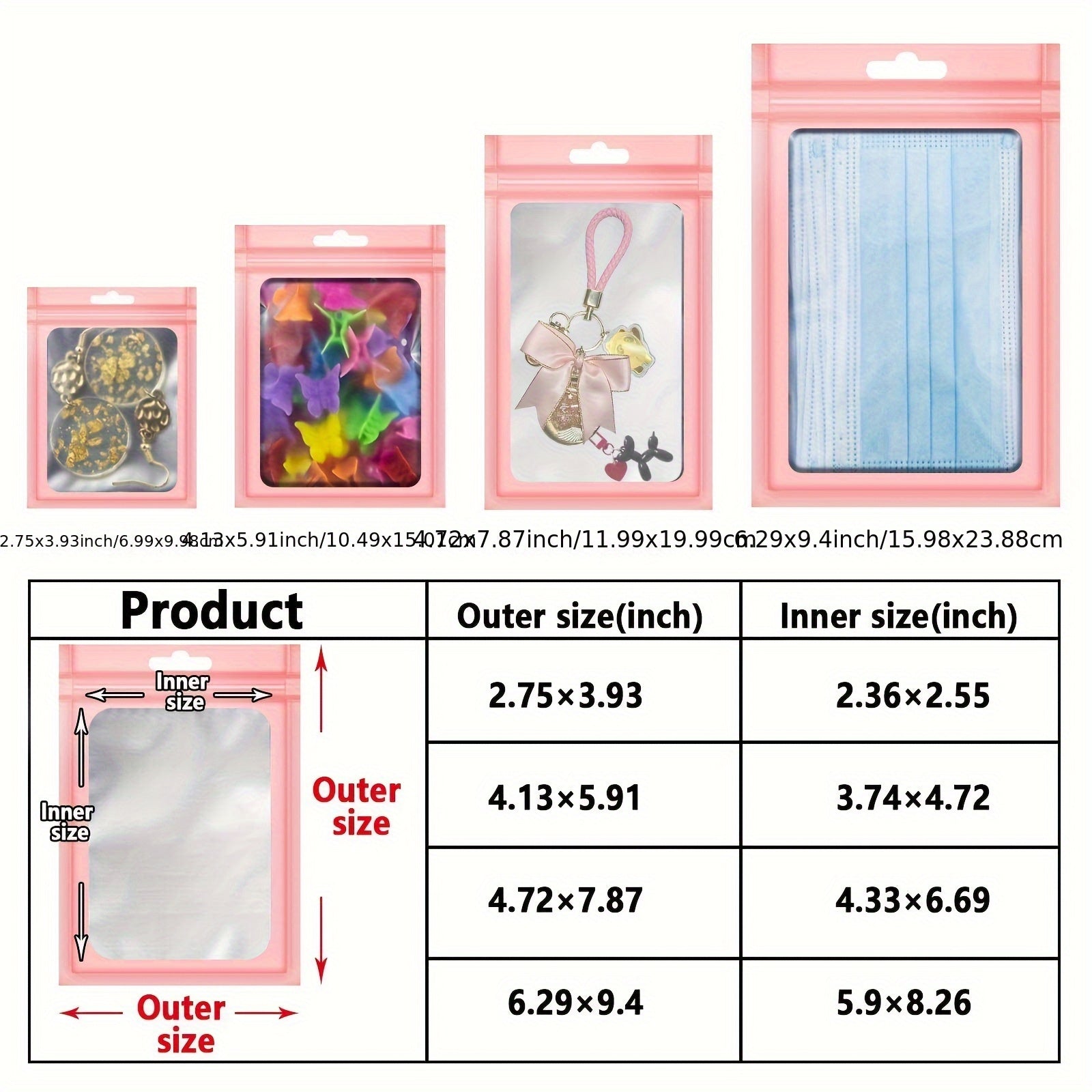 100 Bolsas Resellables con Cierre de Cremallera Holográficas – Organización y Estilo ✨