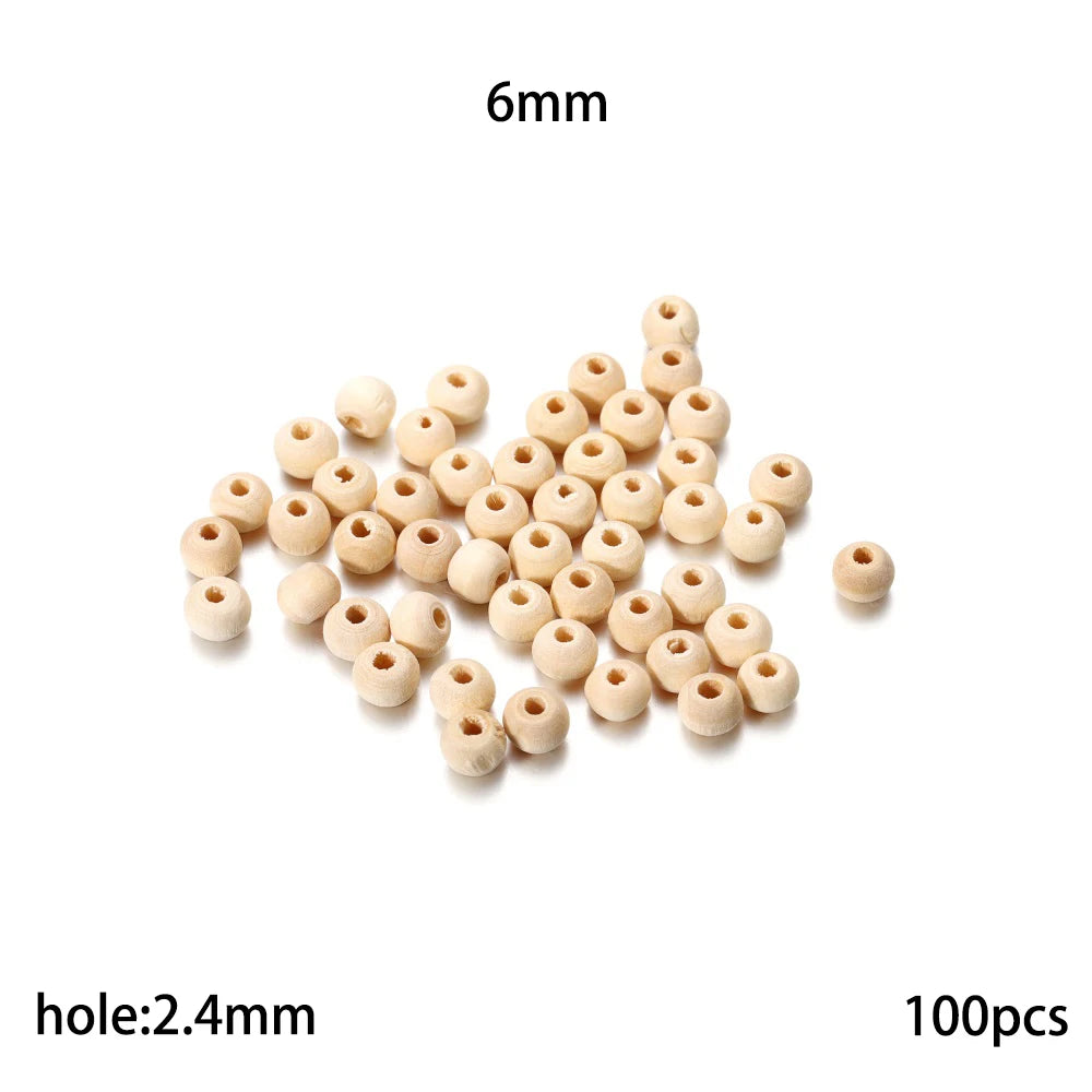 Cuentas de madera Natural de 4-30mm, cuentas espaciadoras sueltas decorativas sin terminar redondas de madera para pulseras DIY, decoraciones artesanales