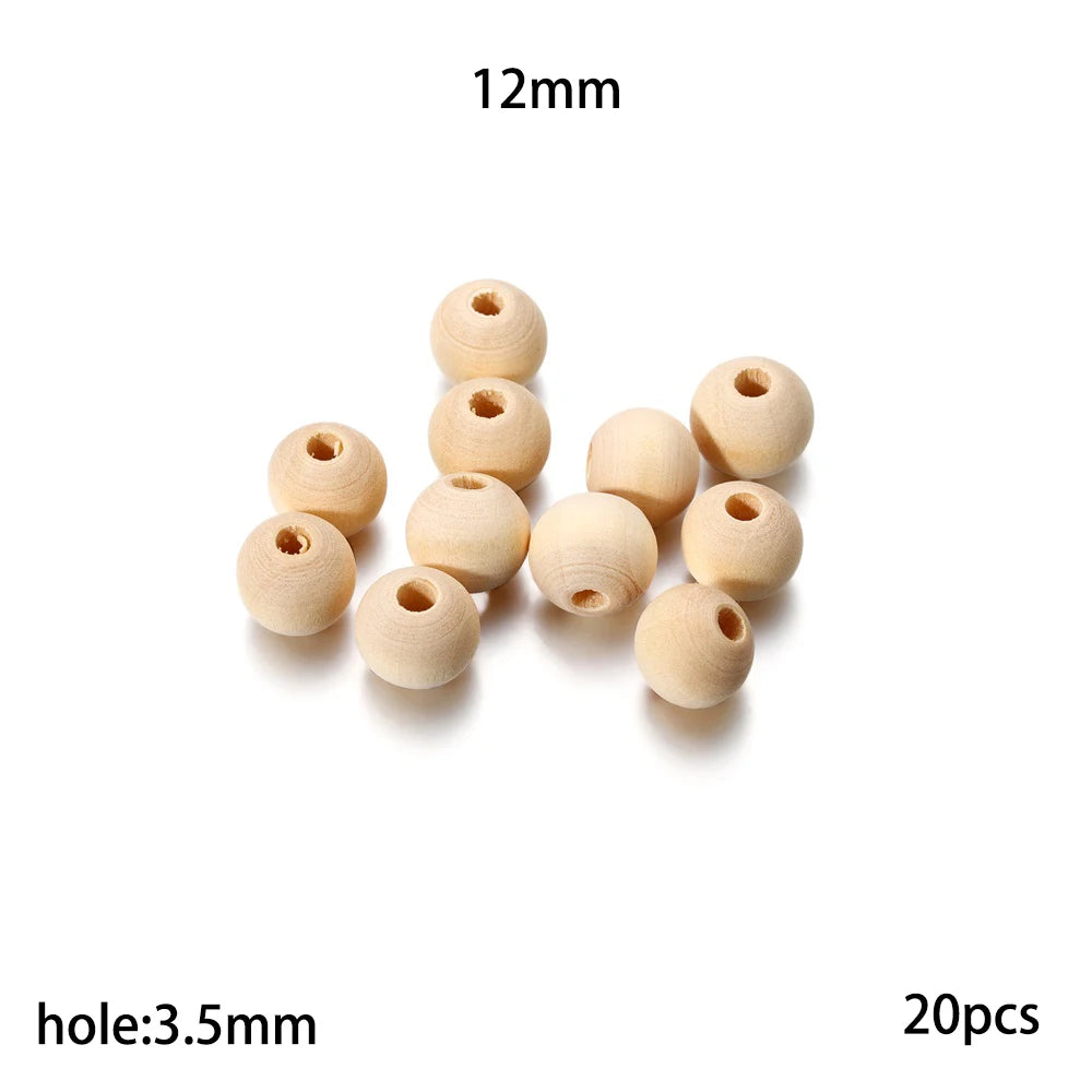 Cuentas de madera Natural de 4-30mm, cuentas espaciadoras sueltas decorativas sin terminar redondas de madera para pulseras DIY, decoraciones artesanales