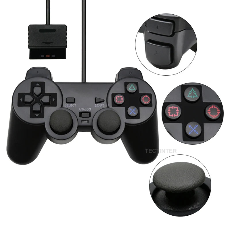 Controlador con cable para PS2 remoto de choque para consola PlayStation 2 Control para Sony PS2 Joypad Gamepad Mando para regalo de niños