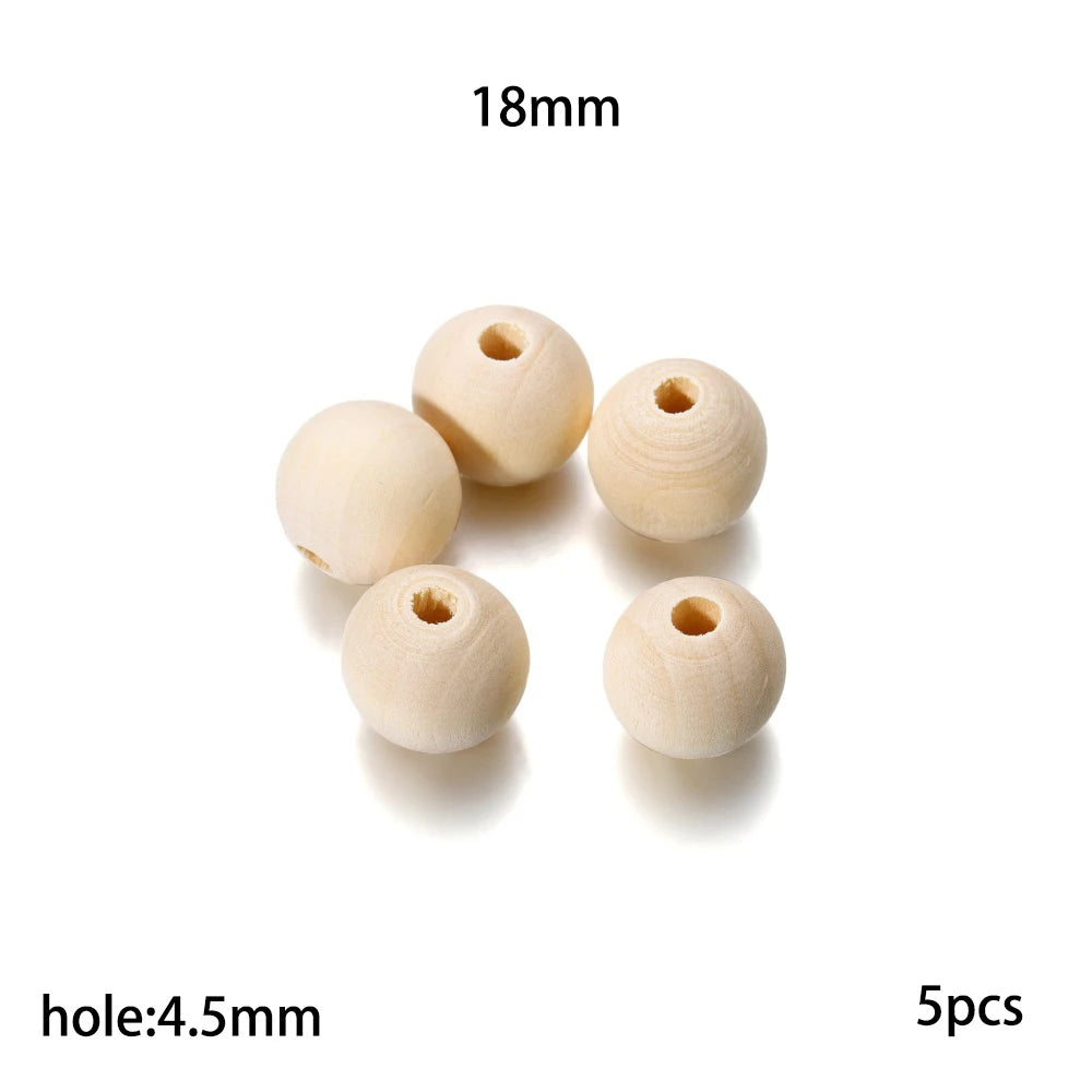 Cuentas de madera Natural de 4-30mm, cuentas espaciadoras sueltas decorativas sin terminar redondas de madera para pulseras DIY, decoraciones artesanales