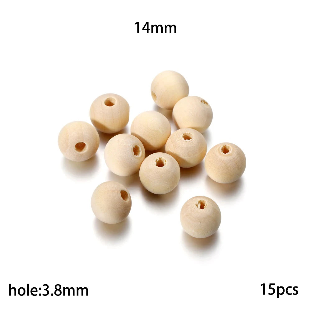 Cuentas de madera Natural de 4-30mm, cuentas espaciadoras sueltas decorativas sin terminar redondas de madera para pulseras DIY, decoraciones artesanales