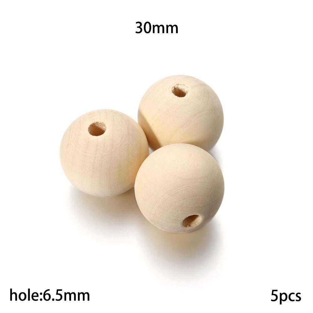 Cuentas de madera Natural de 4-30mm, cuentas espaciadoras sueltas decorativas sin terminar redondas de madera para pulseras DIY, decoraciones artesanales