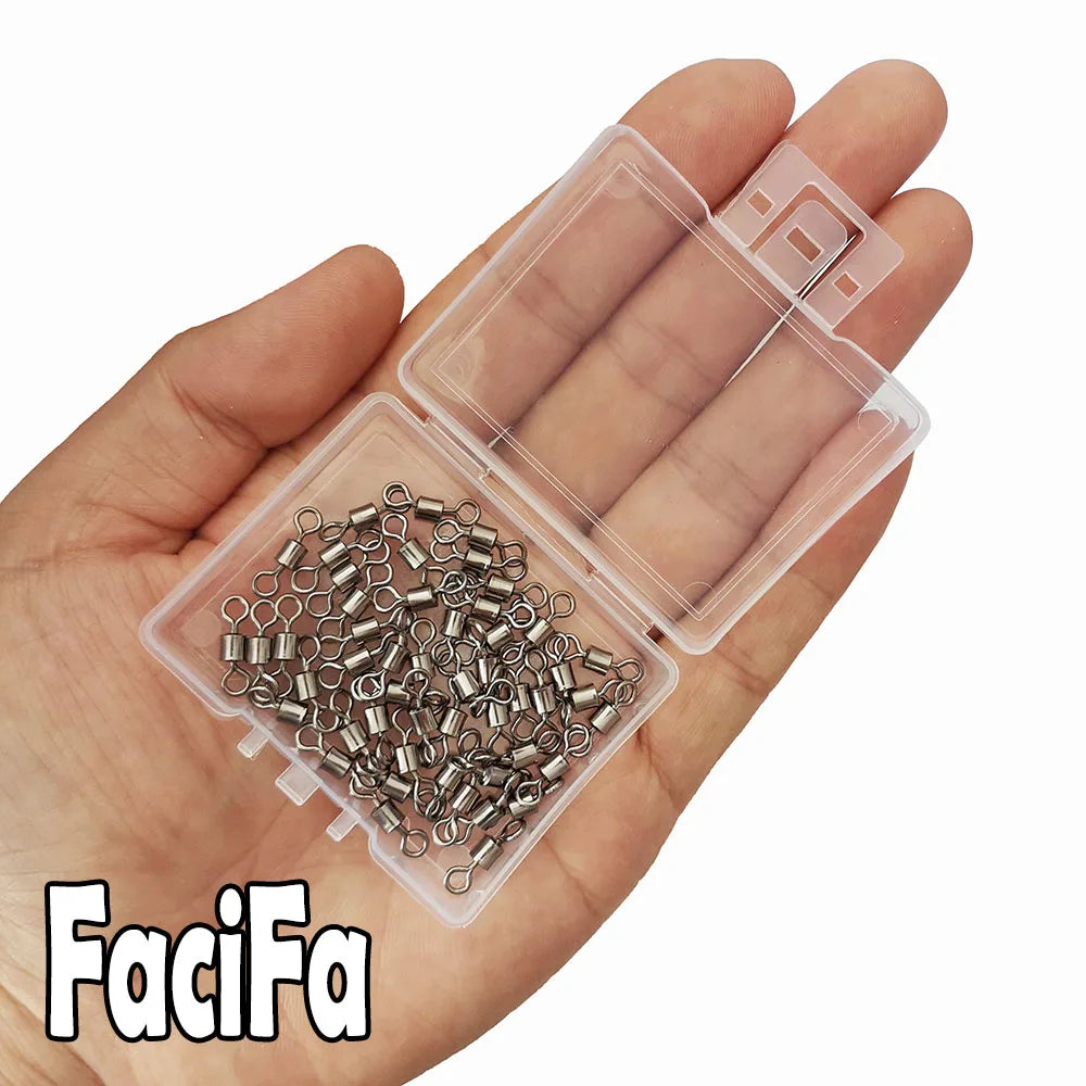 50 o 100 Uds. Rodamiento de barril de pesca giratorio con caja conector de señuelo de anillo sólido accesorios de aparejos de pesca de carpa herramienta para peces