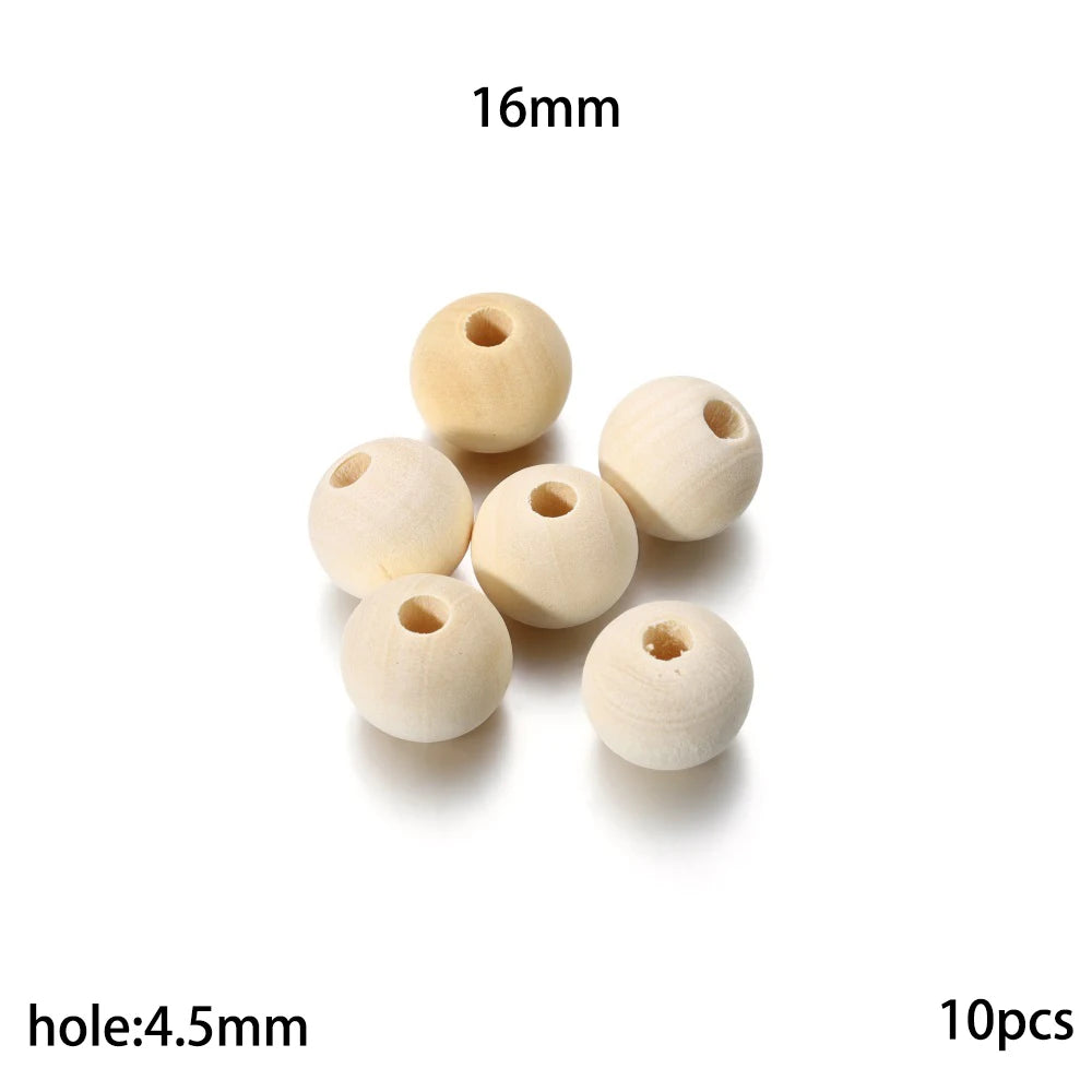 Cuentas de madera Natural de 4-30mm, cuentas espaciadoras sueltas decorativas sin terminar redondas de madera para pulseras DIY, decoraciones artesanales