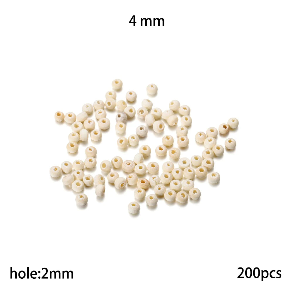 Cuentas de madera Natural de 4-30mm, cuentas espaciadoras sueltas decorativas sin terminar redondas de madera para pulseras DIY, decoraciones artesanales