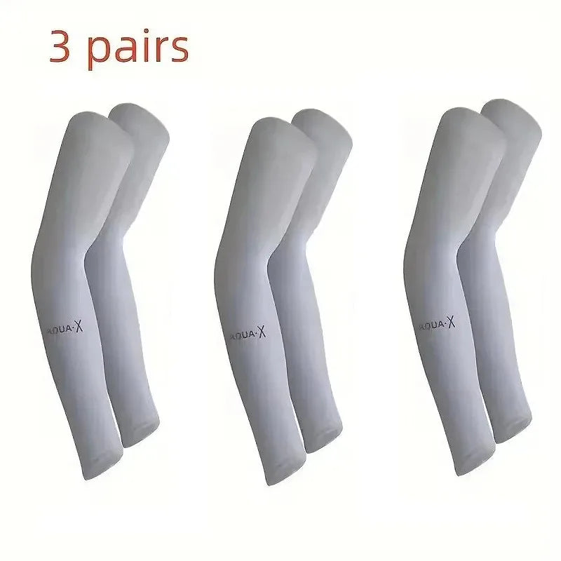 3 pares de fundas de protección solar Unisex, fundas de brazo refrescantes transpirables para actividades al aire libre, ciclismo, correr, montañismo