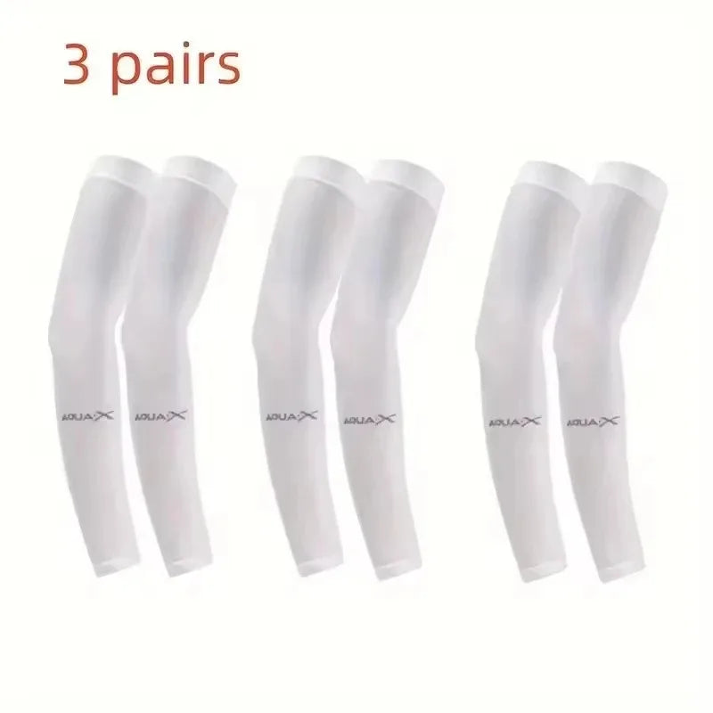 3 pares de fundas de protección solar Unisex, fundas de brazo refrescantes transpirables para actividades al aire libre, ciclismo, correr, montañismo