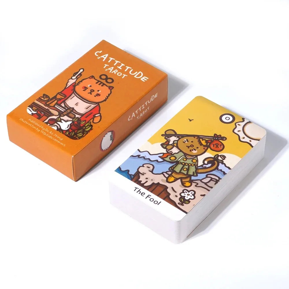 Baraja de Tarot Cattitude Tarot de gato con varios tipos de gatos, baraja de 78 cartas, baraja de juego de adivinación para fiesta