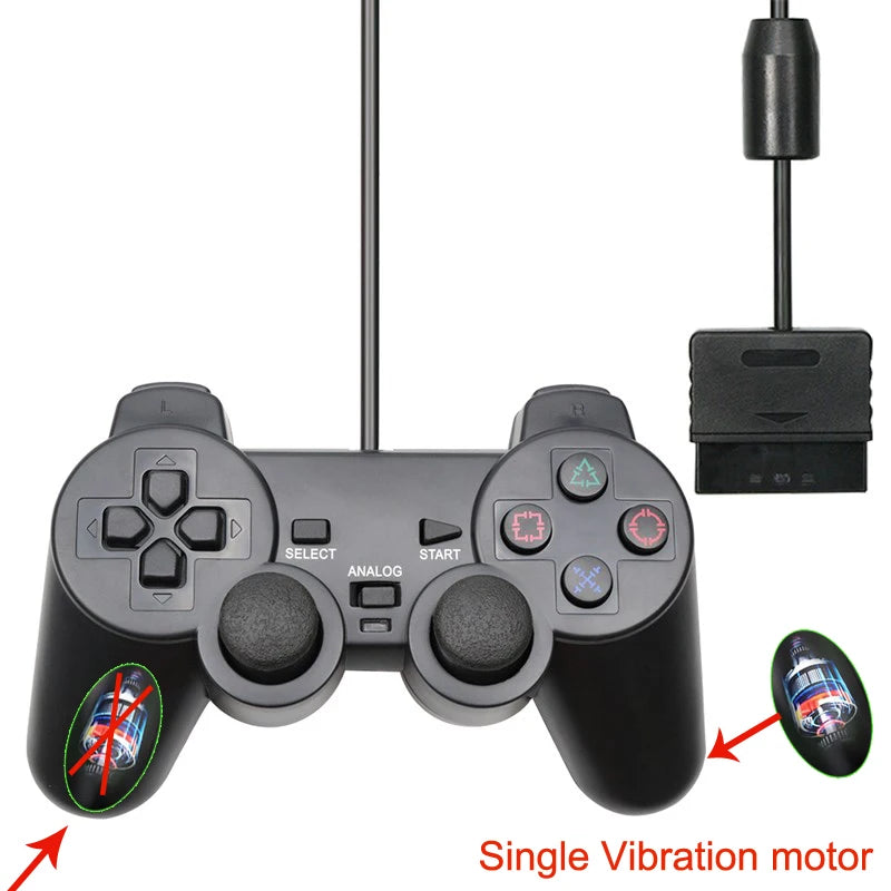 Controlador con cable de Color transparente para consola PS2/PS1, Joystick de vibración, Joypad para Sony Playstation2 mando