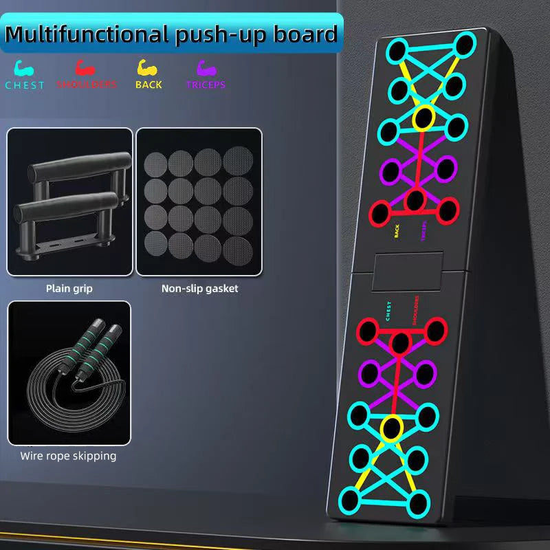 Juego de tablero de realce multifuncional portátil con asas, equipo de Fitness plegable para entrenamiento de pecho, Abdomen, brazos y espalda