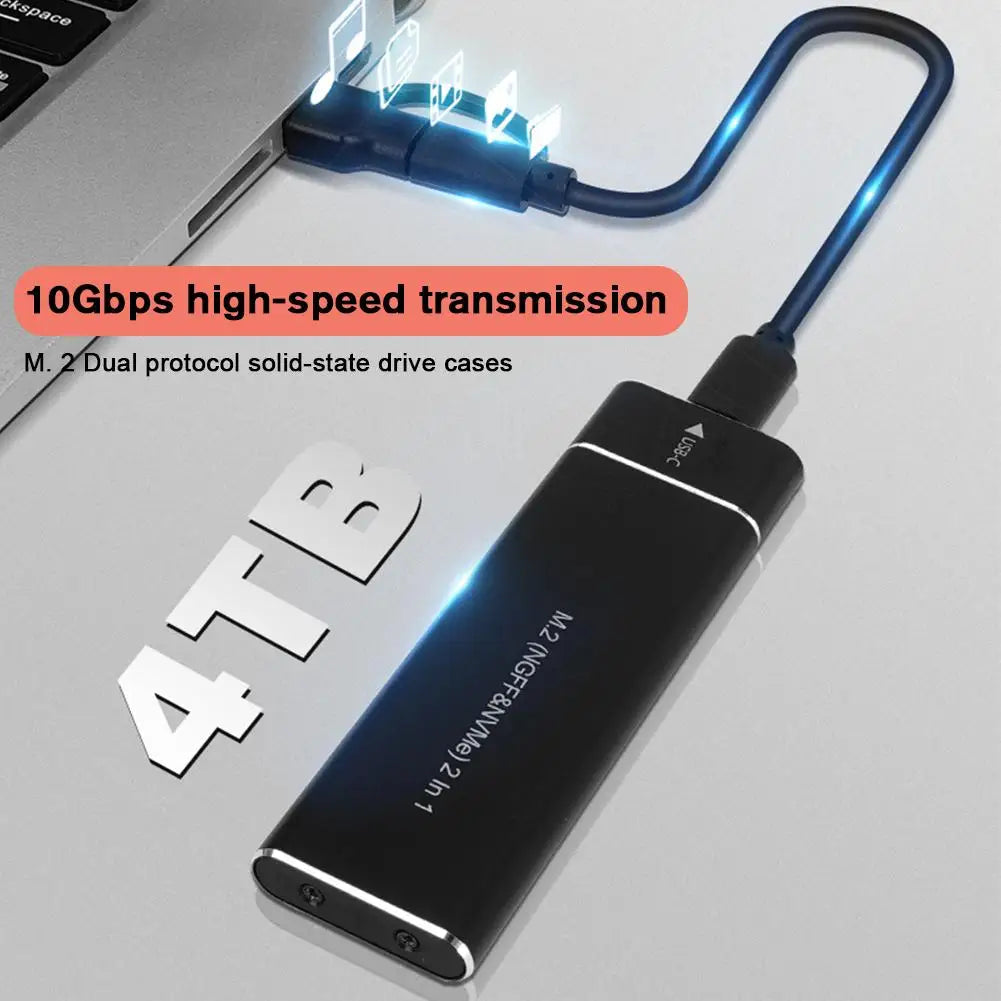 Caja SSD M2 de protocolo dual, adaptador de carcasa SSD SATA M.2 NVMe, 10Gbps, USB 3,1 tipo C, carcasa externa compatible con teclas M y B & M