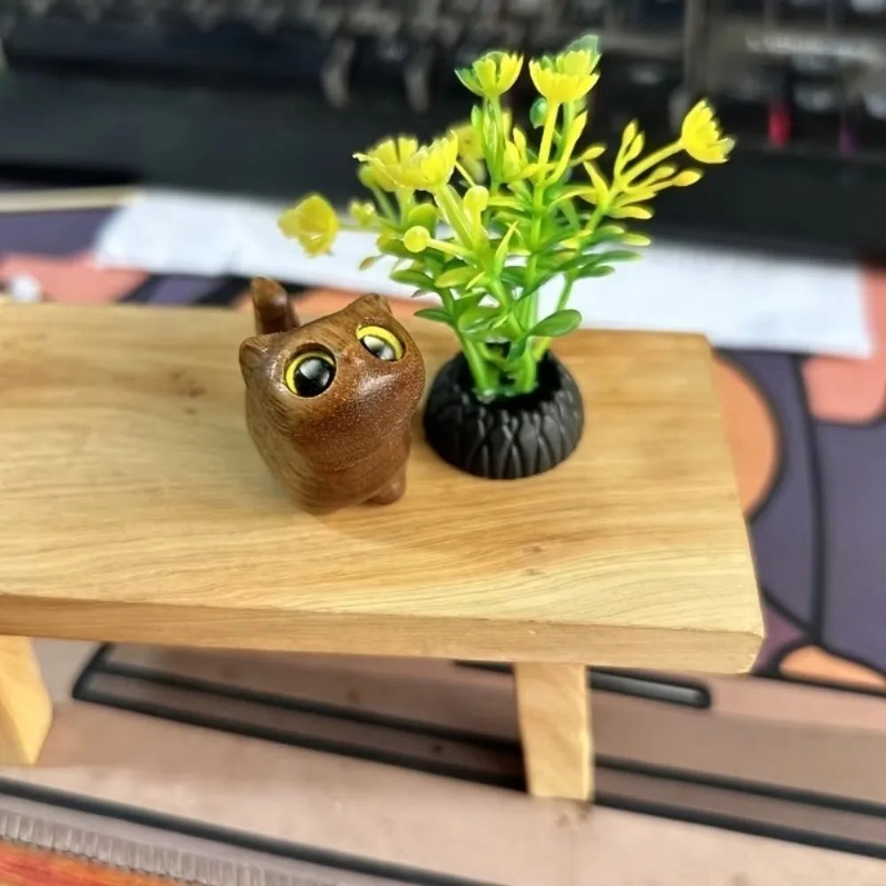 Estatuilla de gatito de madera con encanto, decoración de gato hecha a mano para el hogar, Idea de regalo perfecta, accesorios para gato