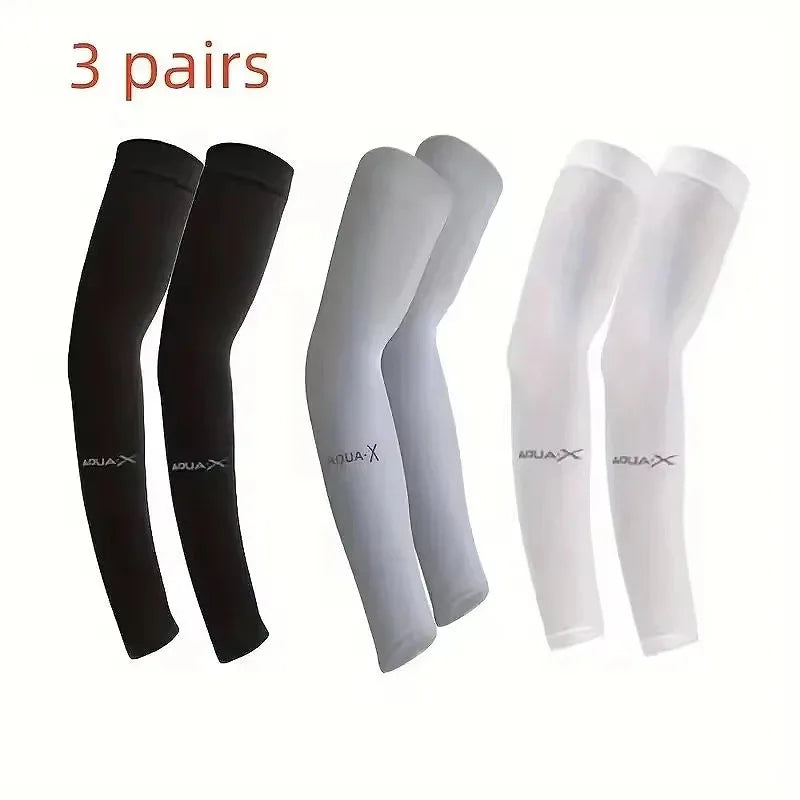 3 pares de fundas de protección solar Unisex, fundas de brazo refrescantes transpirables para actividades al aire libre, ciclismo, correr, montañismo