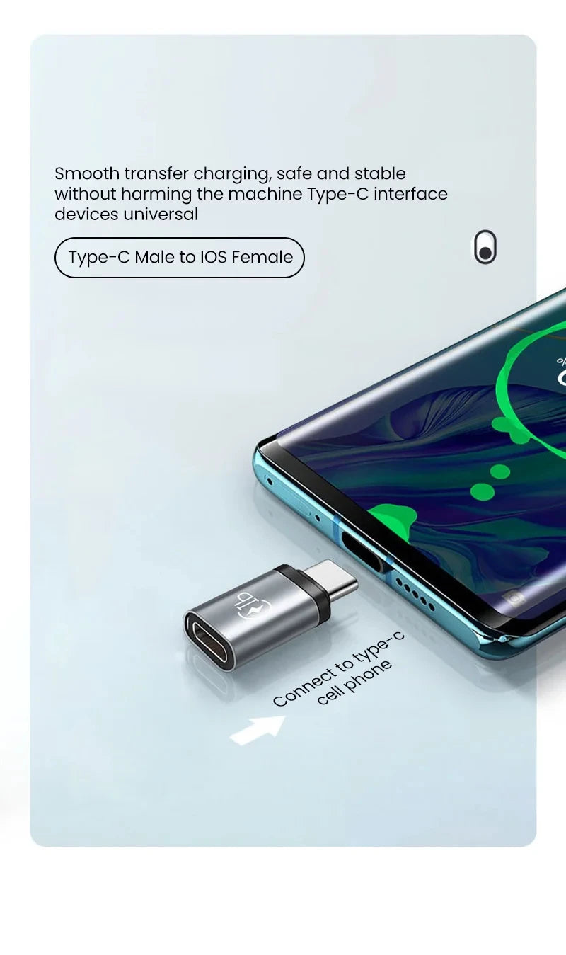 Adaptador USB C a Lightning carga rápida tipo C macho a IOS hembra convertidor transferencia de datos para Iphone15 Xiaomi adaptador USB C
