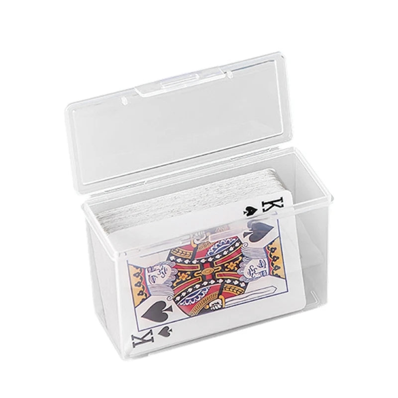 Caja almacenamiento vacía para naipes, estuche plástico para naipes, broches cerrados