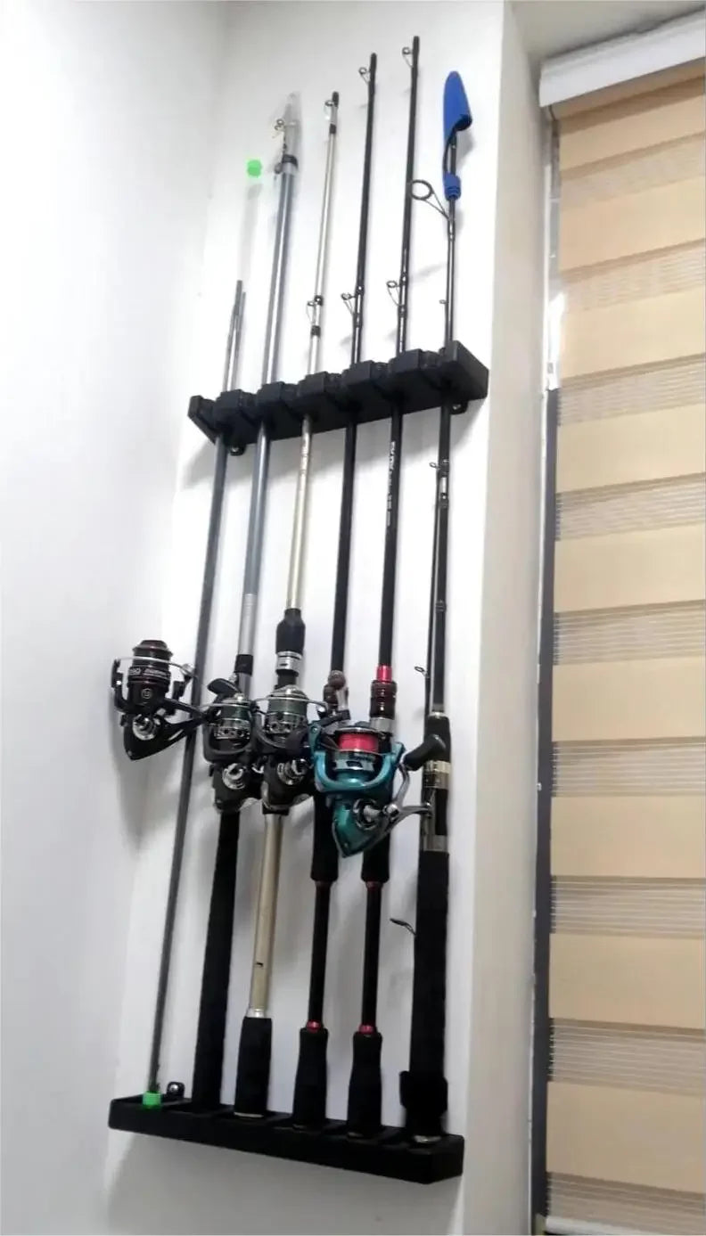 Estante de Almacenamiento para Cañas de Pescar 🎣 | Soporte Montado en la Pared