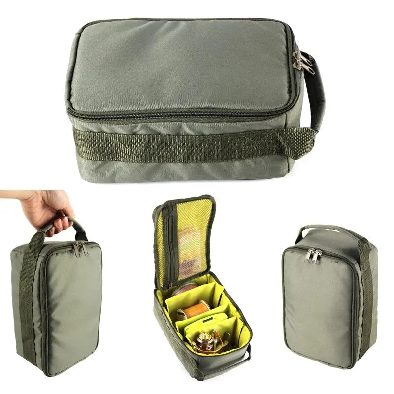 Bolsa de aparejos de pesca Oxford, carrete de pesca portátil de gran capacidad, señuelo, gancho, almacenamiento de engranajes, bolso, funda de carrete de pesca al aire libre