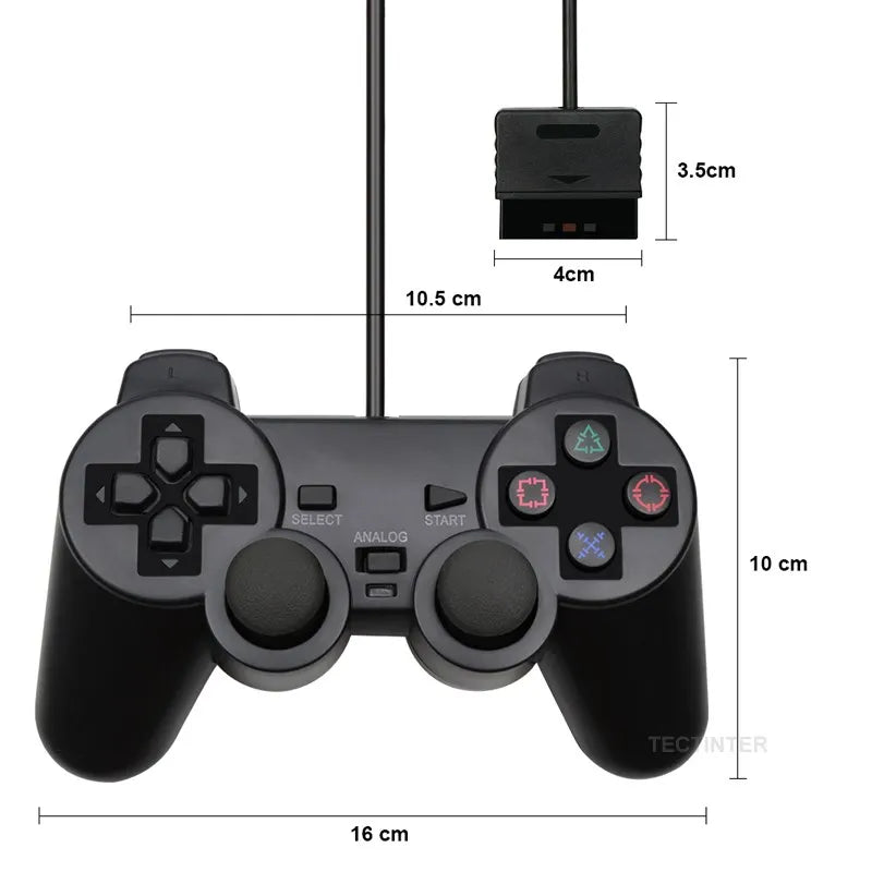 Controlador con cable de Color transparente para consola PS2/PS1, Joystick de vibración, Joypad para Sony Playstation2 mando