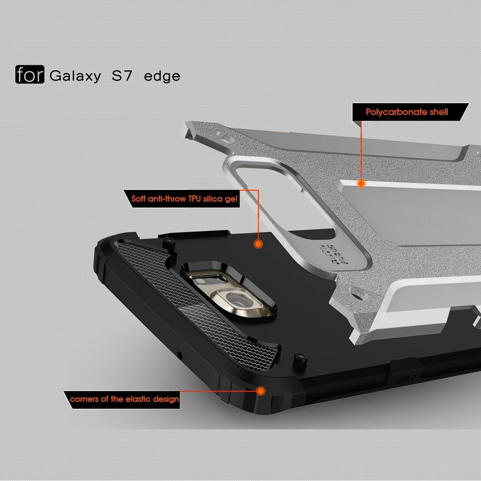 Funda de teléfono para Galaxy S7 Edge / G935 Tough Armor TPU + funda combinada para PC