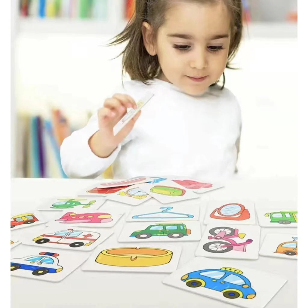 32 Uds. Tarjeta de iluminación rompecabezas a juego educación temprana patrón de dibujos animados juguetes cognitivos para niños y niñas