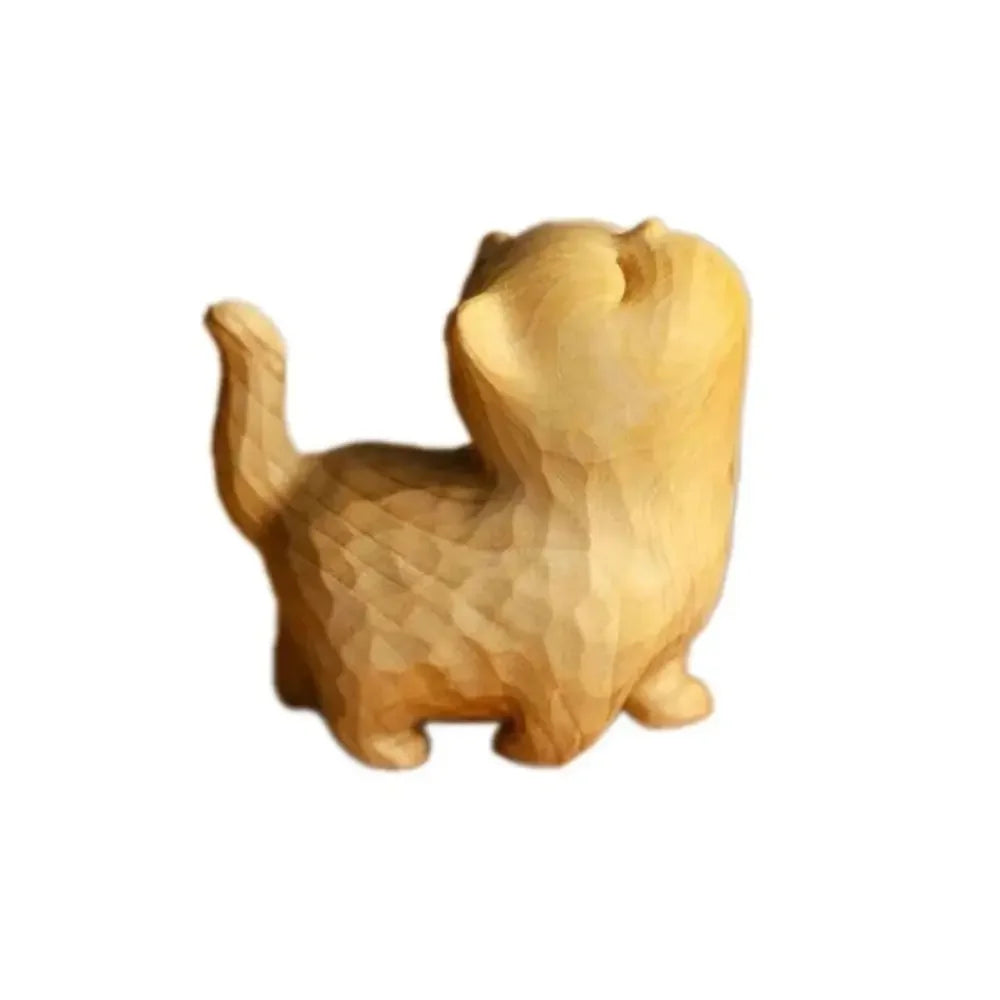 Estatua de gato de madera tallada a mano, modelo de gato, escultura de gato pequeño lindo, estatuilla de Animal creativa de dibujos animados, regalos para niños