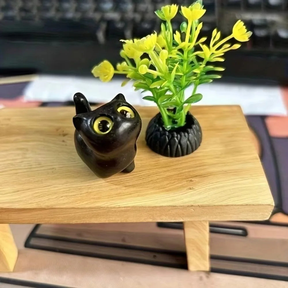 Estatuilla de gatito de madera con encanto, decoración de gato hecha a mano para el hogar, Idea de regalo perfecta, accesorios para gato
