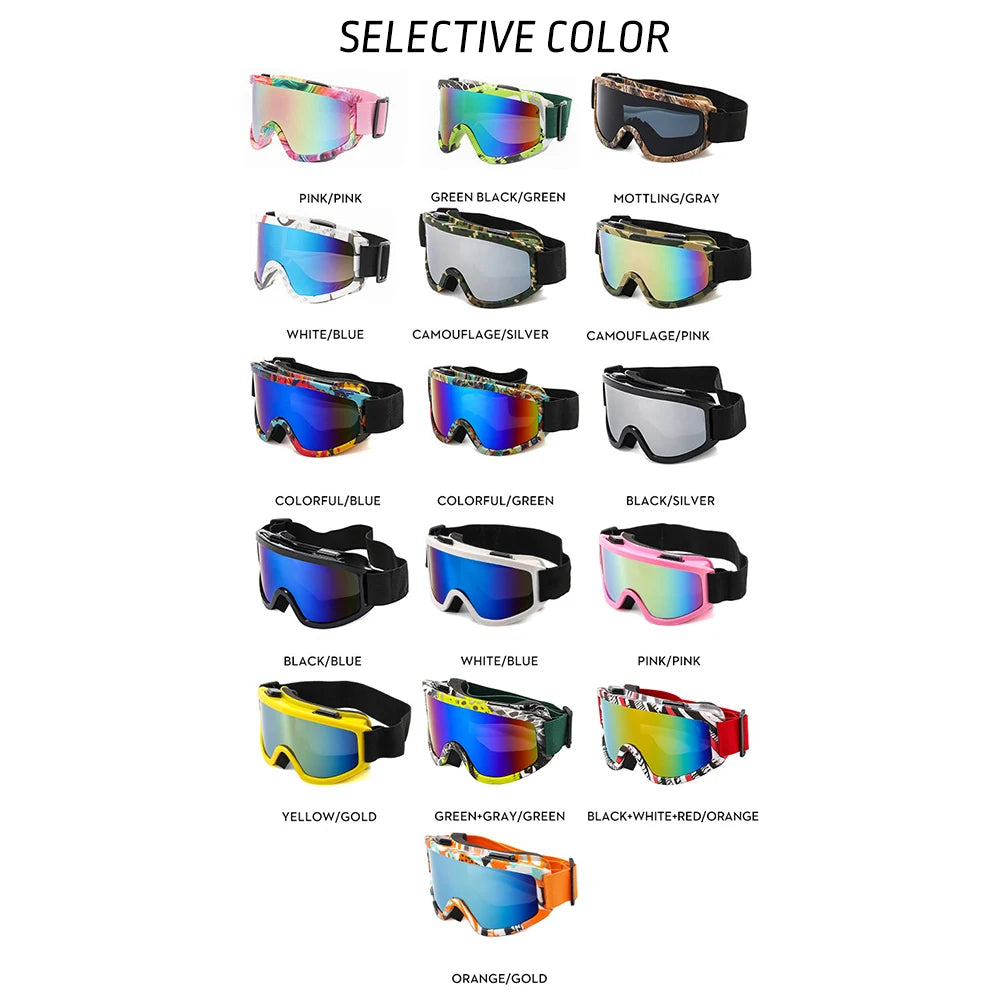 Gafas de esquí de montura grande con lentes coloridas, lentes anticolisión y antideslumbrantes, para deportes al aire libre, nieve, Snowboard, snowboard, esquí