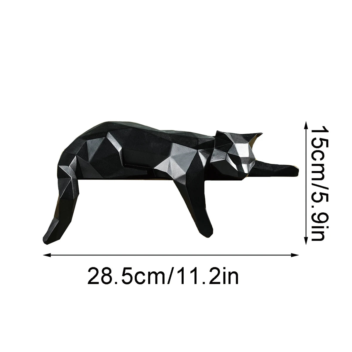 Estatua de gato blanco y negro, escultura geométrica moderna para decoración de habitación, para el hogar y la Oficina, como estante de mesa, decoración de escritorio, gato tumbado