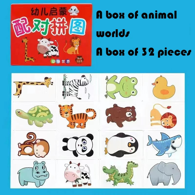 32 Uds. Tarjeta de iluminación rompecabezas a juego educación temprana patrón de dibujos animados juguetes cognitivos para niños y niñas