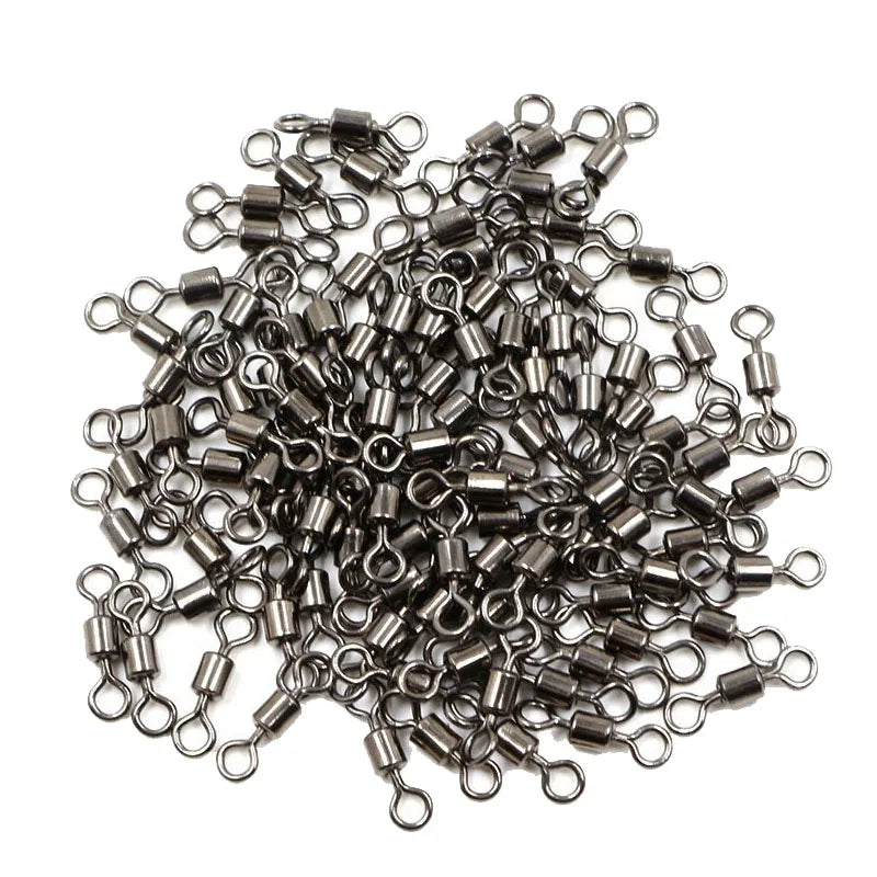 50 o 100 Uds. Rodamiento de barril de pesca giratorio con caja conector de señuelo de anillo sólido accesorios de aparejos de pesca de carpa herramienta para peces
