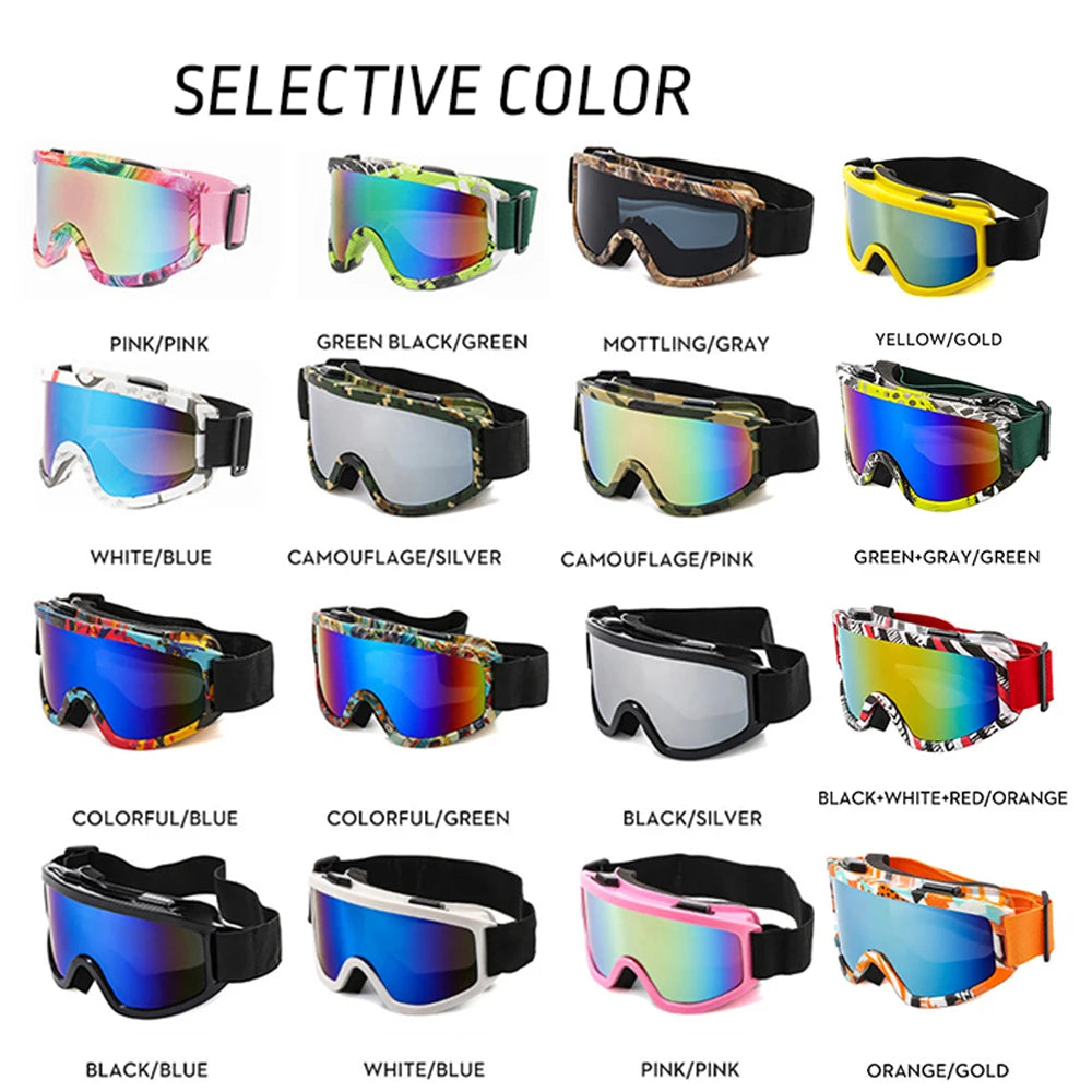 Gafas de esquí de montura grande con lentes coloridas, lentes anticolisión y antideslumbrantes, para deportes al aire libre, nieve, Snowboard, snowboard, esquí