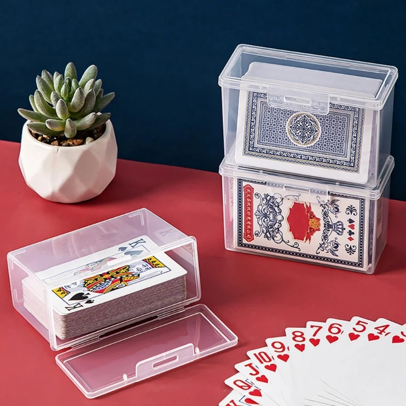 Caja almacenamiento vacía para naipes, estuche plástico para naipes, broches cerrados