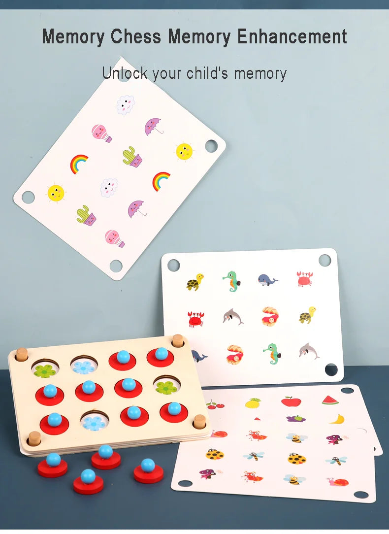 Ajedrez con memoria, juguetes educativos para niños, entrenamiento de concentración, desarrollo de lógica de pensamiento, educación Montessori