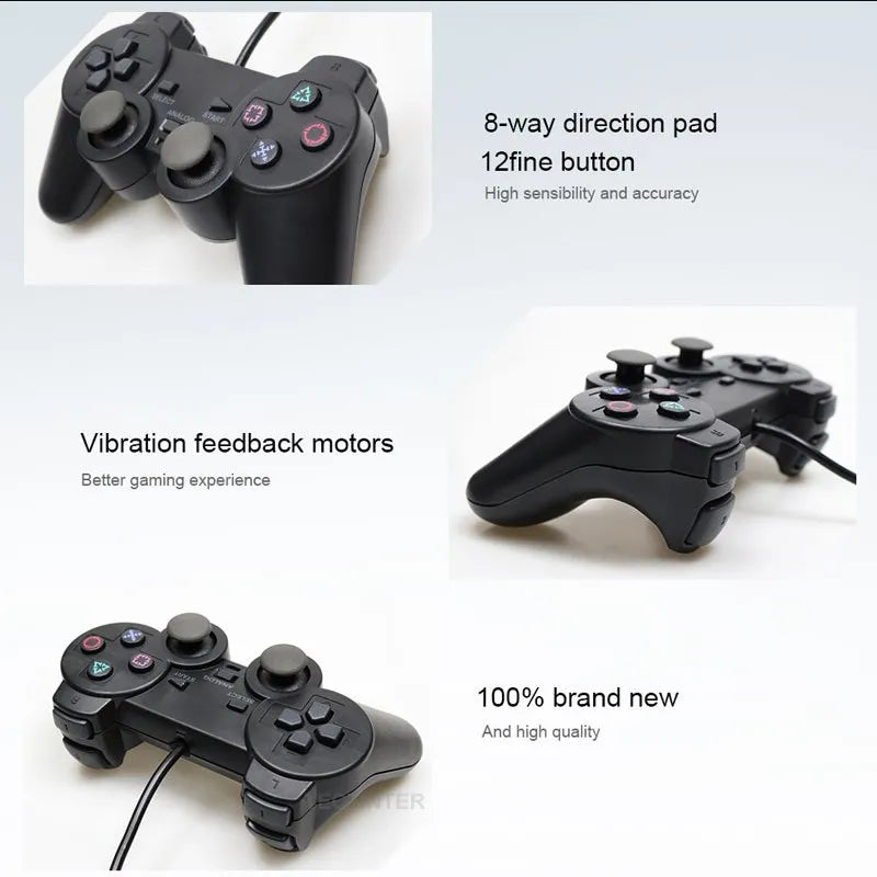 Controlador con cable de Color transparente para consola PS2/PS1, Joystick de vibración, Joypad para Sony Playstation2 mando