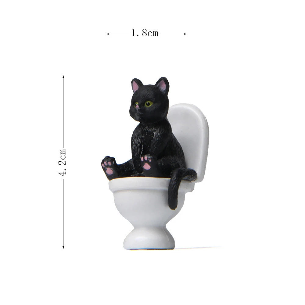 Figuras de gato sentado, adorno de gato para inodoro, muñeca de gato Kawaii, micropaisaje, Hada, jardín, miniatura para niños, juguete de gato, decoración del hogar