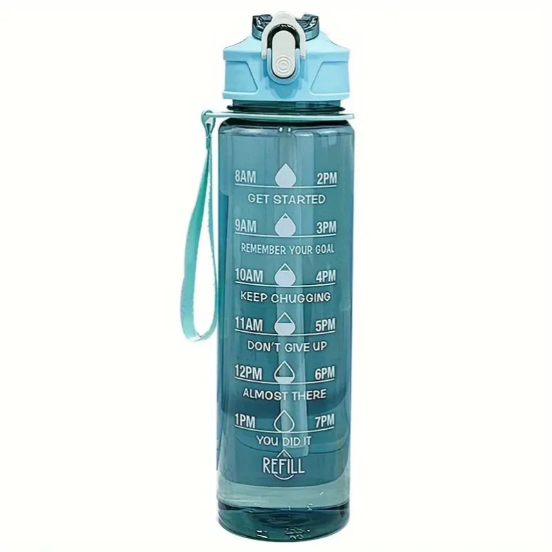 Botella de agua deportiva de gran capacidad de 800ml/27oz, taza de plástico a prueba de fugas con báscula de tiempo adecuada para viajes, deportes de Fitness