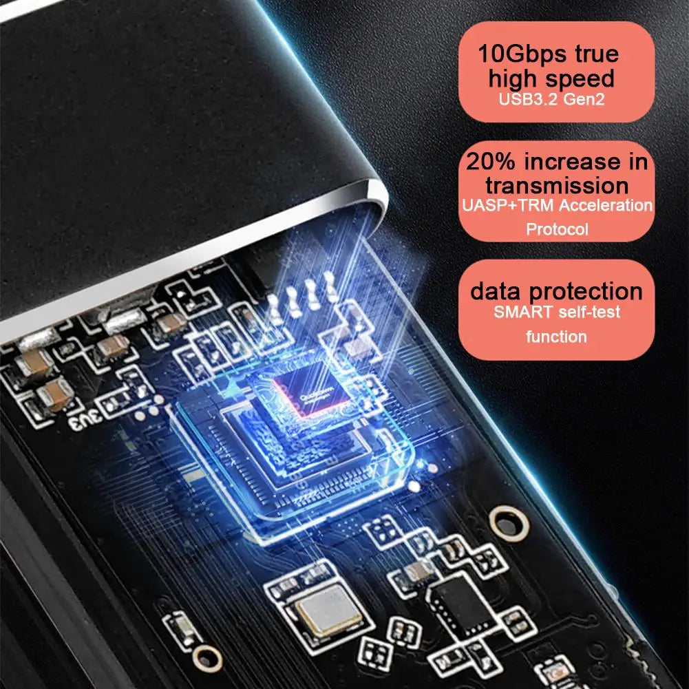 Caja SSD M2 de protocolo dual, adaptador de carcasa SSD SATA M.2 NVMe, 10Gbps, USB 3,1 tipo C, carcasa externa compatible con teclas M y B & M