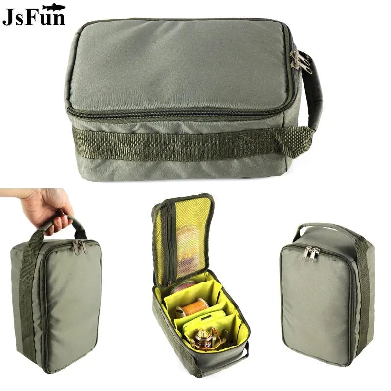 Bolsa de aparejos de pesca Oxford, carrete de pesca portátil de gran capacidad, señuelo, gancho, almacenamiento de engranajes, bolso, funda de carrete de pesca al aire libre