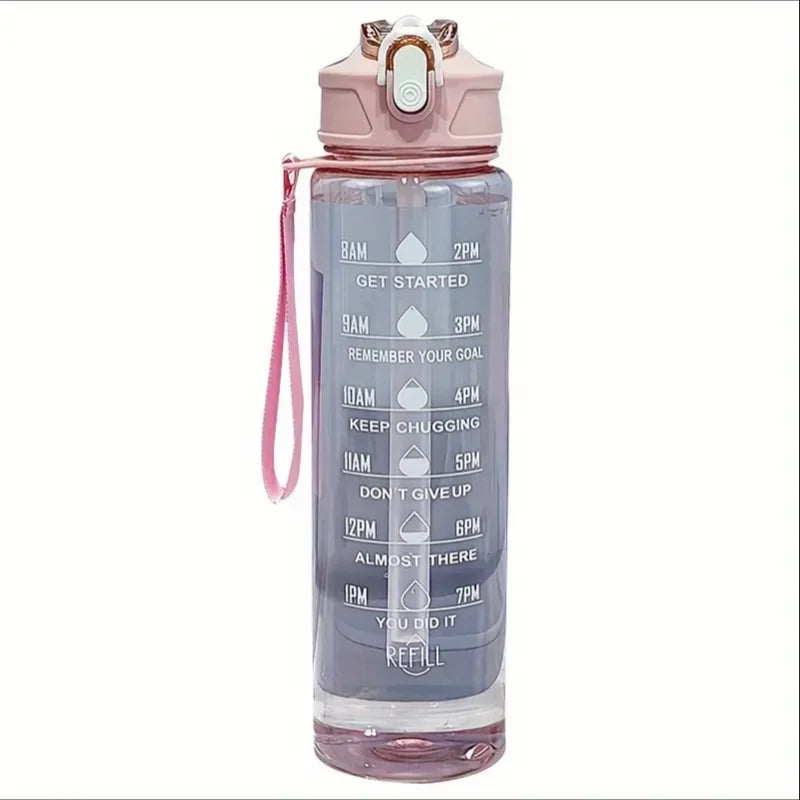 Botella de agua deportiva de gran capacidad de 800ml/27oz, taza de plástico a prueba de fugas con báscula de tiempo adecuada para viajes, deportes de Fitness