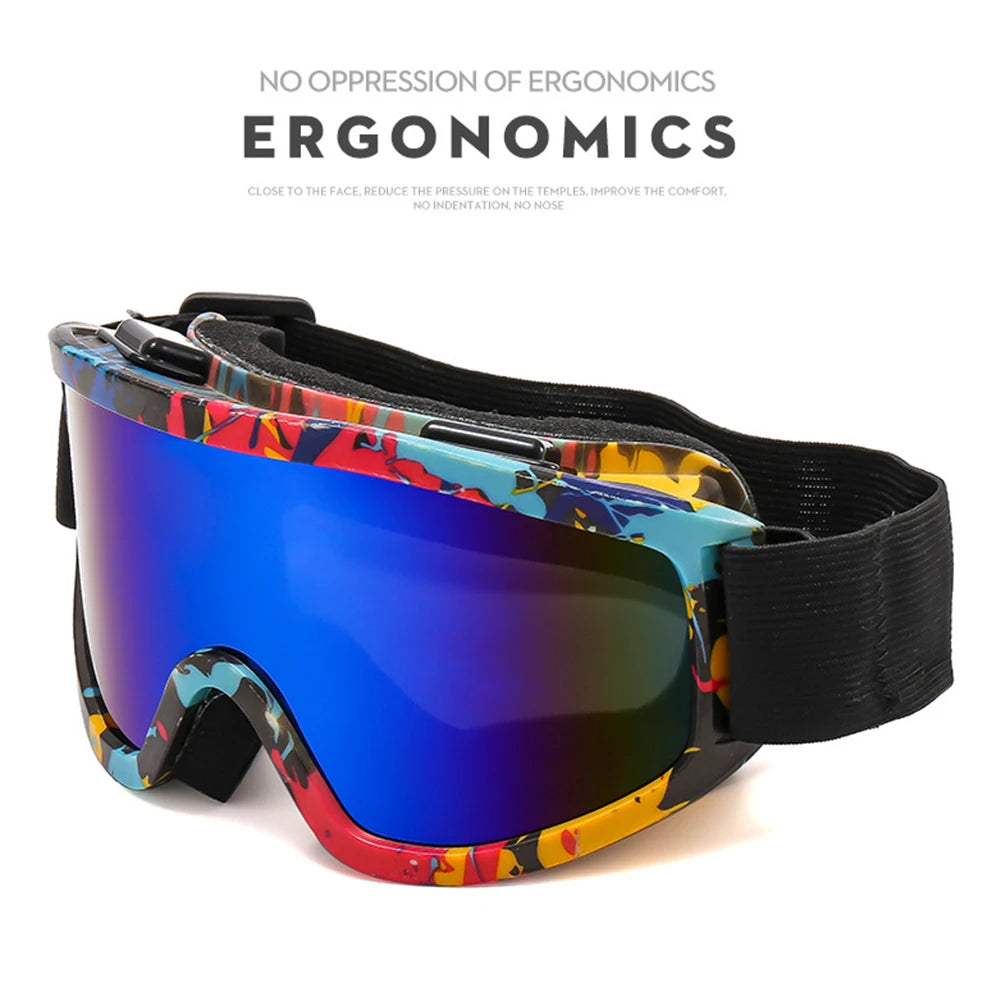 Gafas de esquí de montura grande con lentes coloridas, lentes anticolisión y antideslumbrantes, para deportes al aire libre, nieve, Snowboard, snowboard, esquí