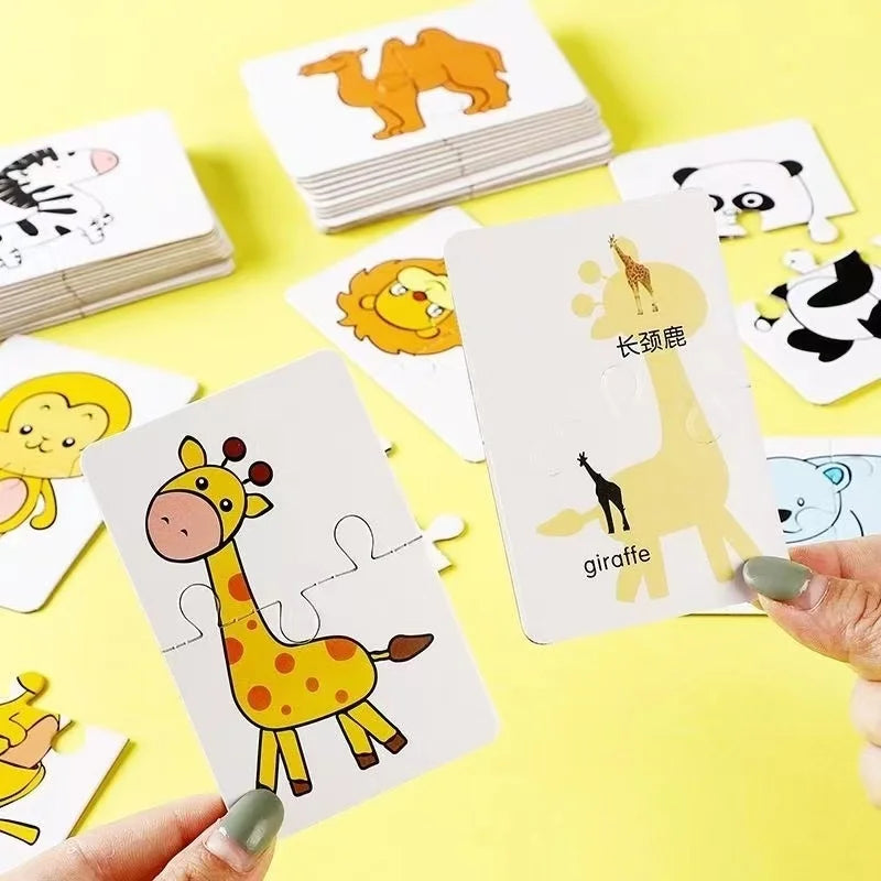 32 Uds. Tarjeta de iluminación rompecabezas a juego educación temprana patrón de dibujos animados juguetes cognitivos para niños y niñas