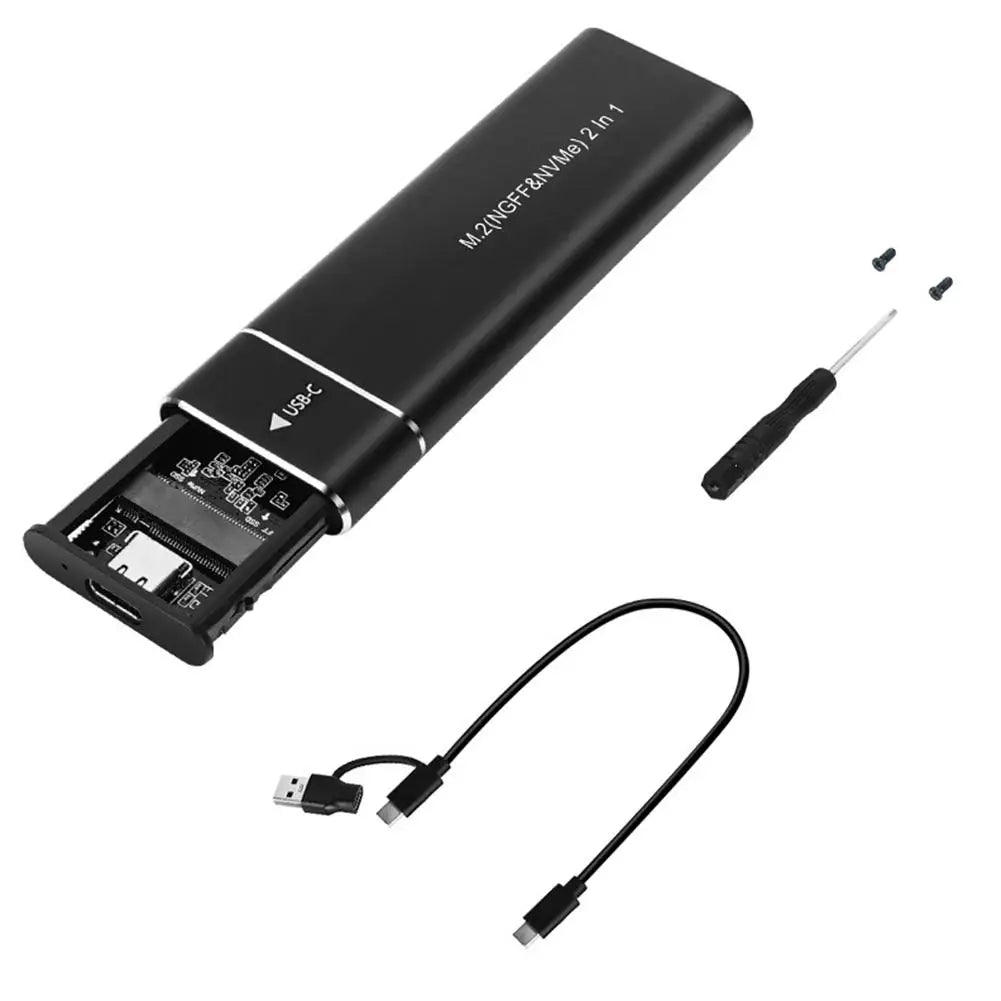 Caja SSD M2 de protocolo dual, adaptador de carcasa SSD SATA M.2 NVMe, 10Gbps, USB 3,1 tipo C, carcasa externa compatible con teclas M y B & M