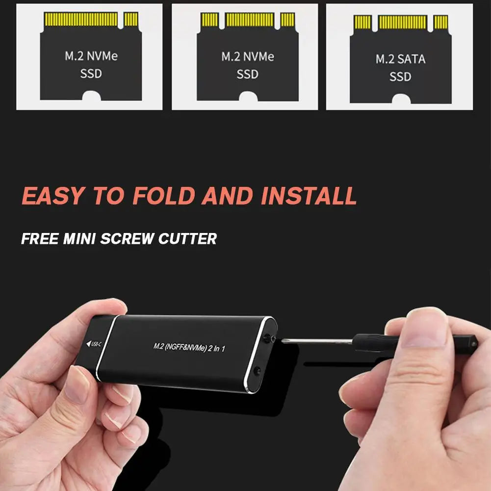 Caja SSD M2 de protocolo dual, adaptador de carcasa SSD SATA M.2 NVMe, 10Gbps, USB 3,1 tipo C, carcasa externa compatible con teclas M y B & M