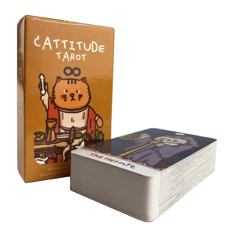 Baraja de Tarot Cattitude Tarot de gato con varios tipos de gatos, baraja de 78 cartas, baraja de juego de adivinación para fiesta