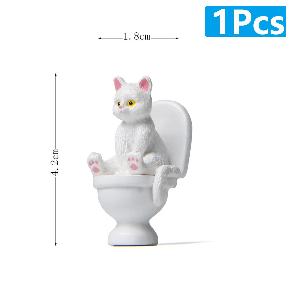 Figuras de gato sentado, adorno de gato para inodoro, muñeca de gato Kawaii, micropaisaje, Hada, jardín, miniatura para niños, juguete de gato, decoración del hogar