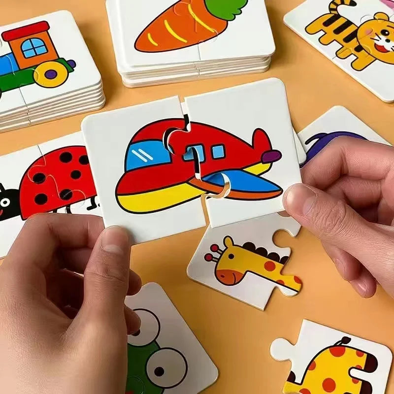 32 Uds. Tarjeta de iluminación rompecabezas a juego educación temprana patrón de dibujos animados juguetes cognitivos para niños y niñas