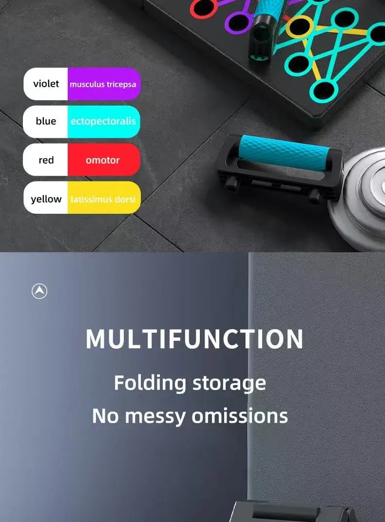 Juego de tablero de realce multifuncional portátil con asas, equipo de Fitness plegable para entrenamiento de pecho, Abdomen, brazos y espalda