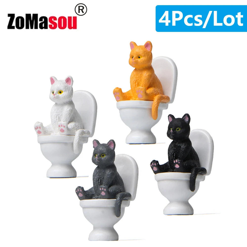 Figuras de gato sentado, adorno de gato para inodoro, muñeca de gato Kawaii, micropaisaje, Hada, jardín, miniatura para niños, juguete de gato, decoración del hogar